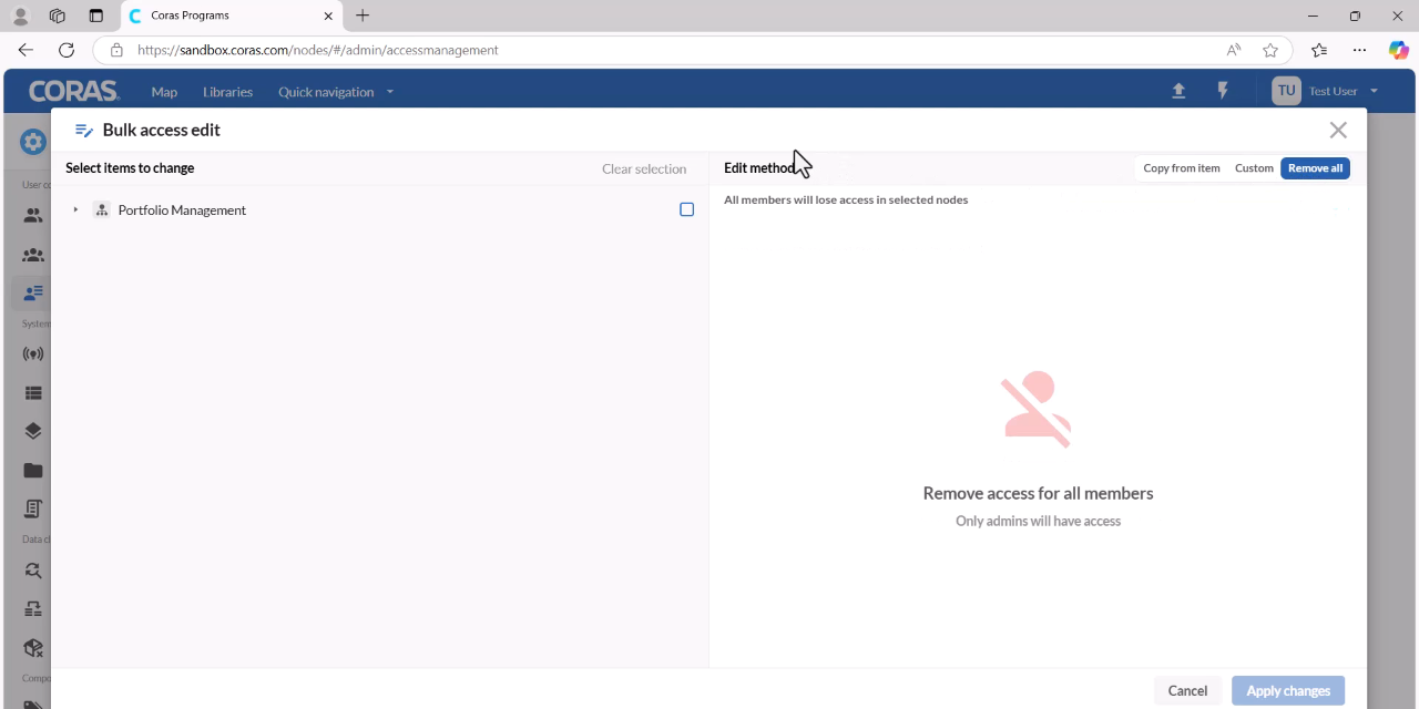 Removing all users from a selected space