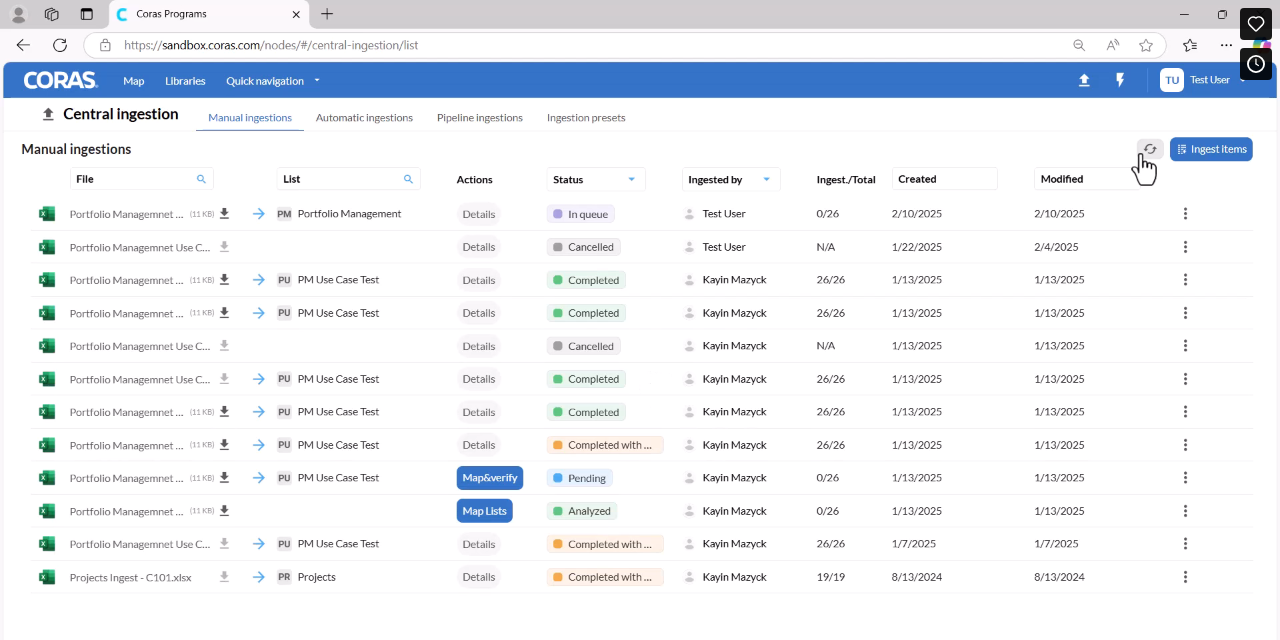 Node mapping verification with green check marks