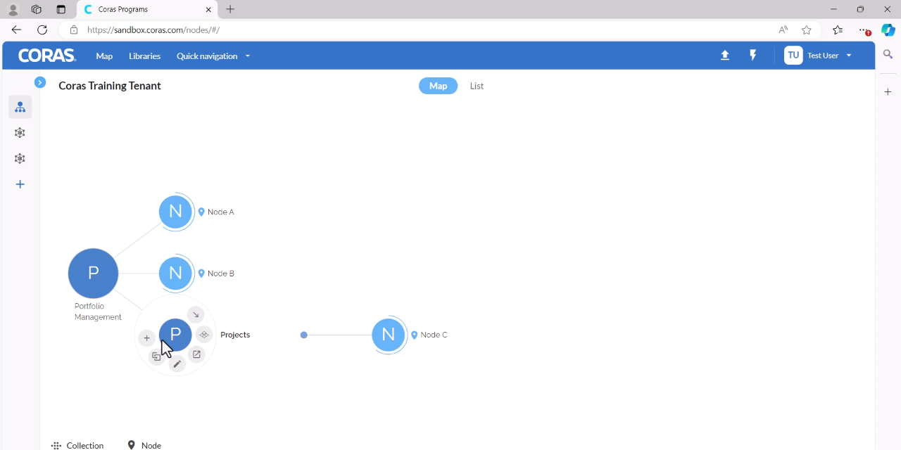 A node created directly under the collection
