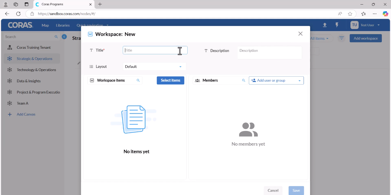 Selecting nodes that workspace members will have access to