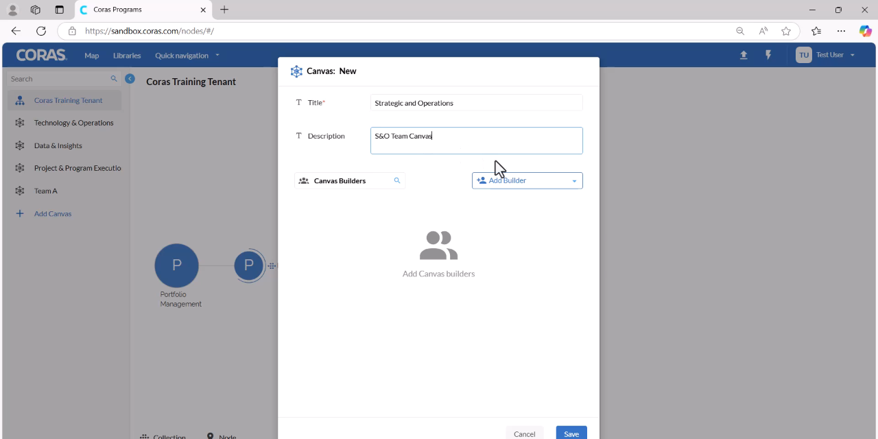 Selecting builder individuals for the canvas