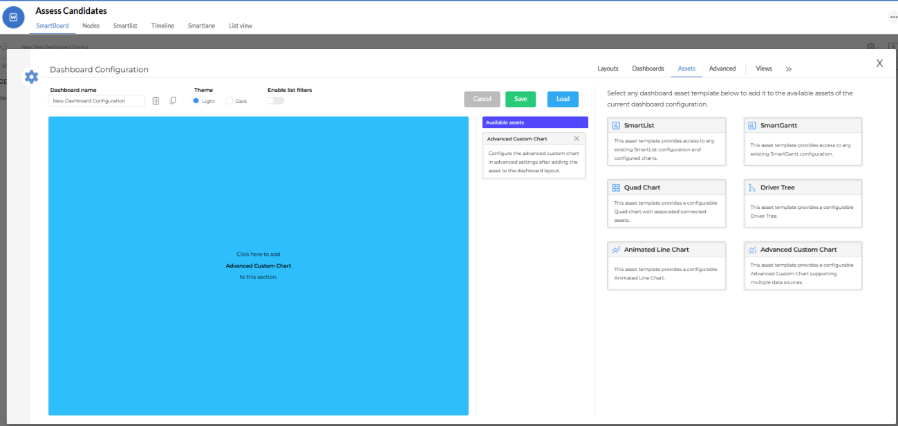 Advanced Custom Chart added to dashboard layout