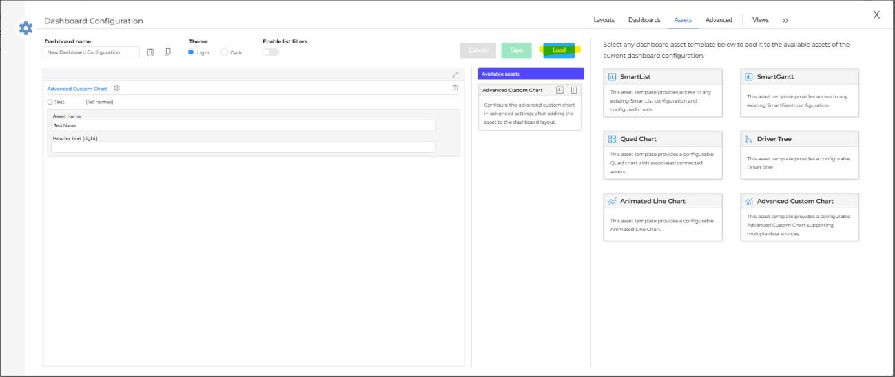 Loading the updated dashboard configuration