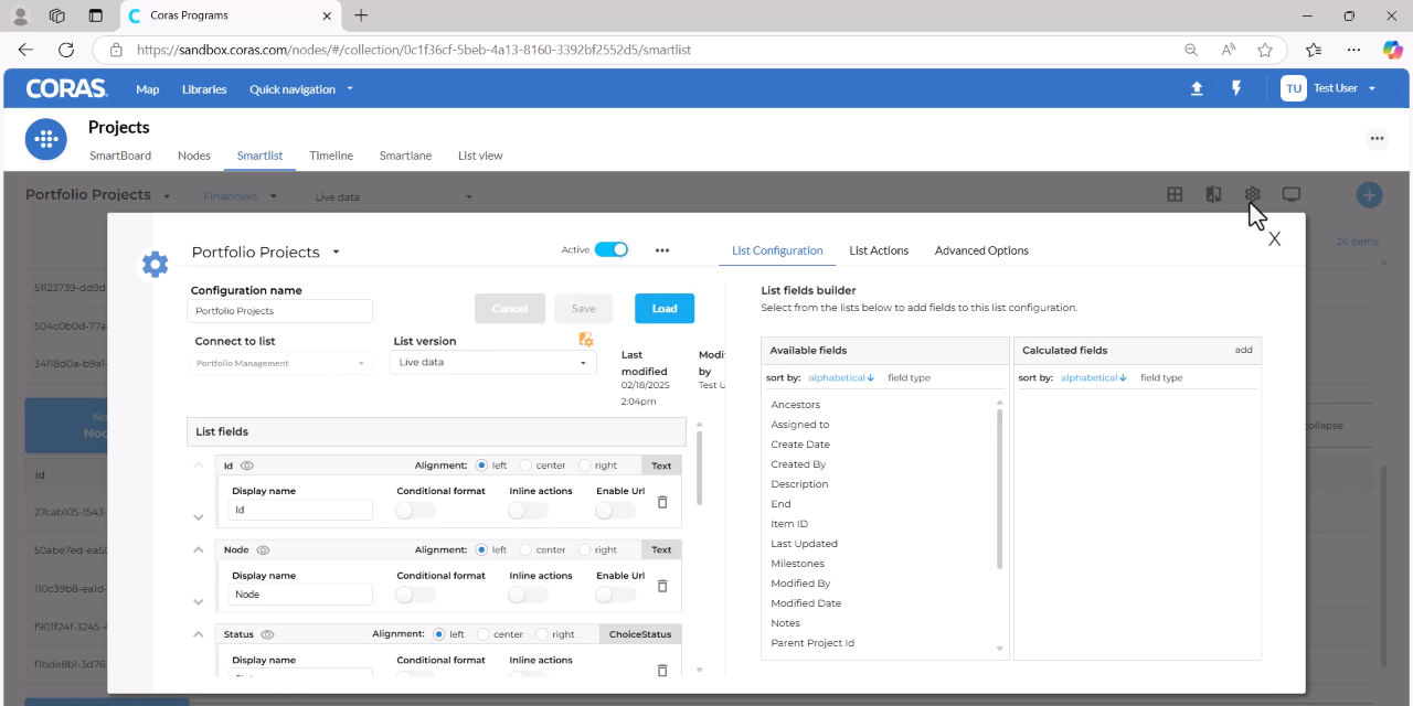 Conditional Format toggle enabled on the Status field
