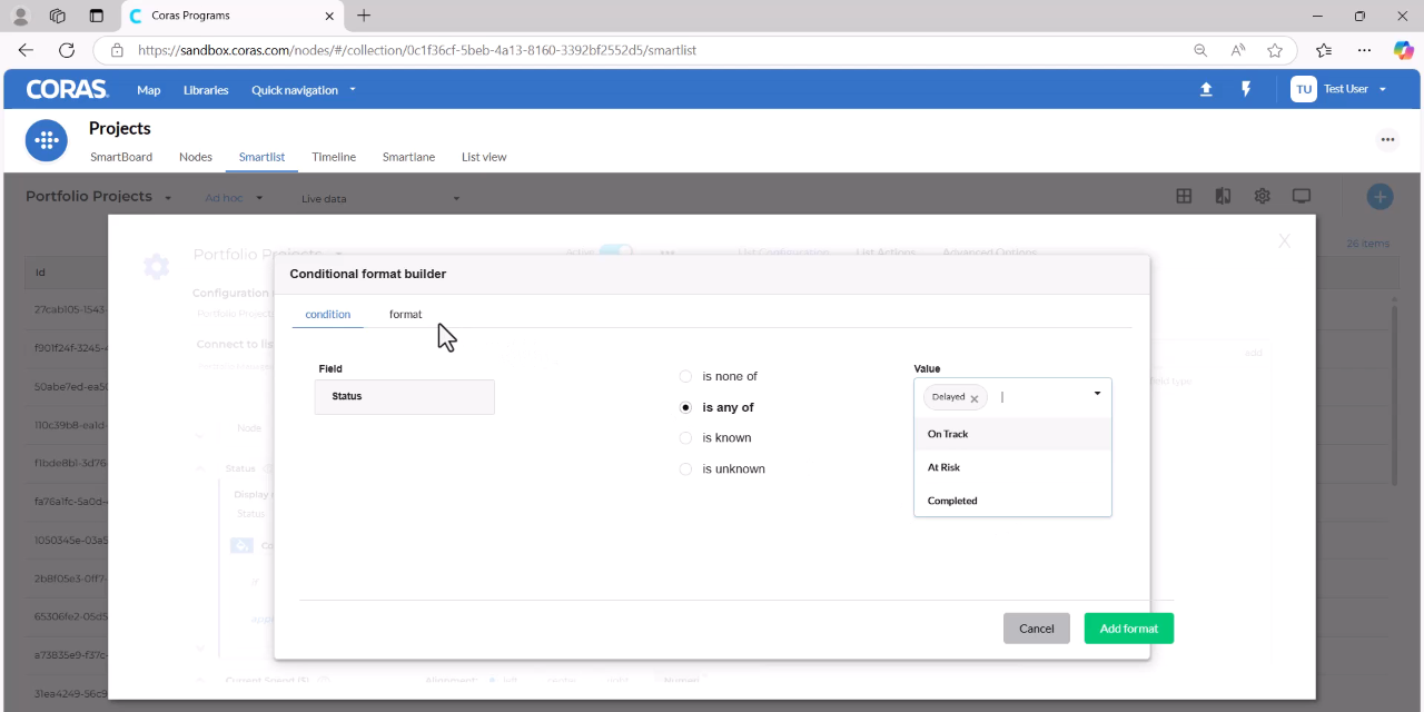 Adding a second conditional format for Delayed status