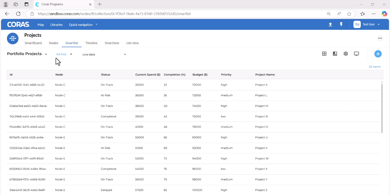 Smart list in the default Ad Hoc view